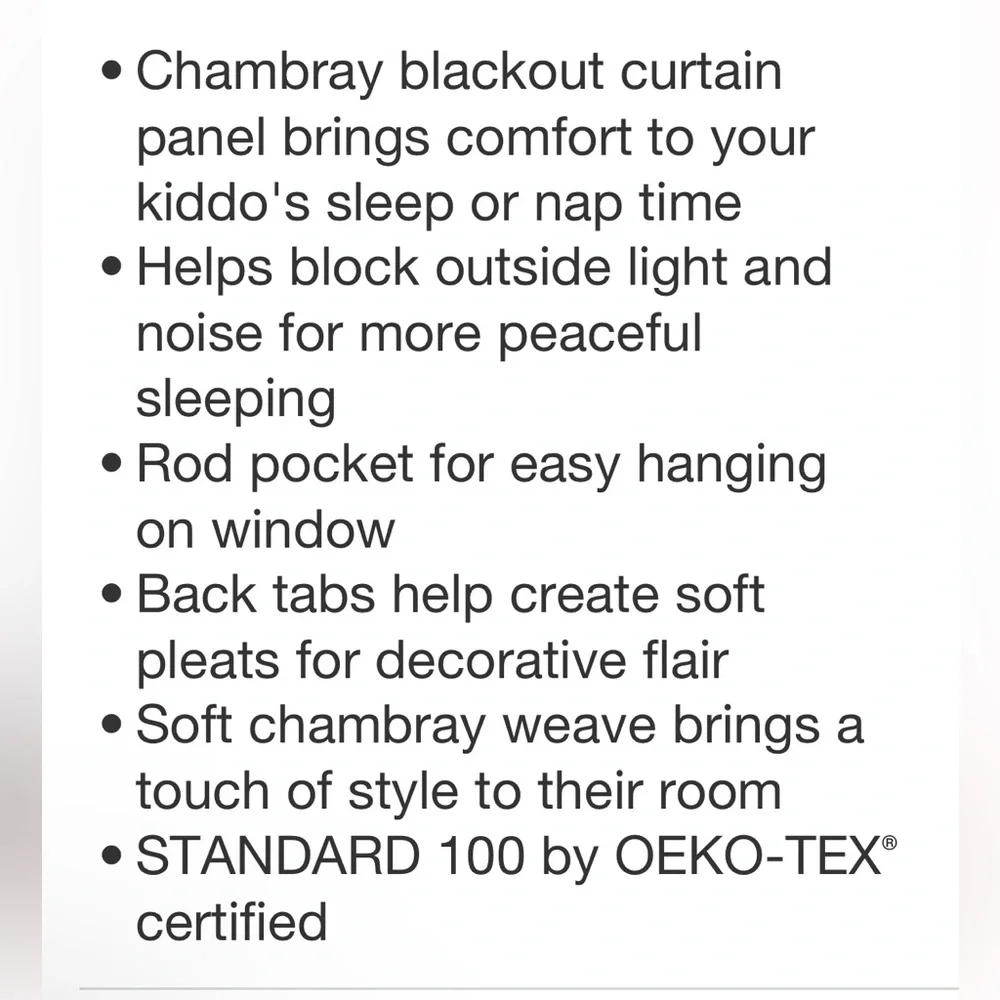 THRESHOLD NWT chambray cotton kids blackout window curtain panel -green -84”